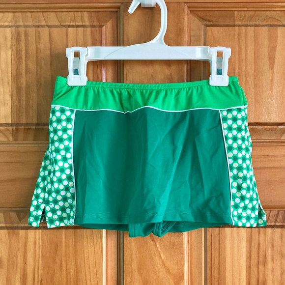 Girl’s size 10 Lands’ End green swim skirt with attached panties - Picture 1 of 4